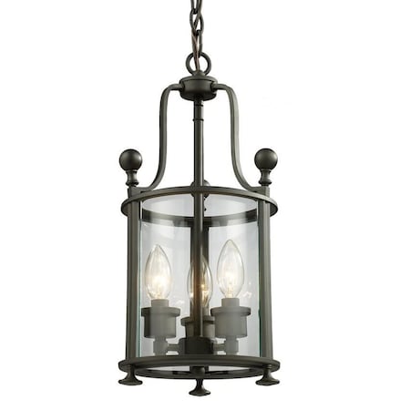 Z-Lite Wyndham 3 Light Pendant, Bronze & Clear 135-3